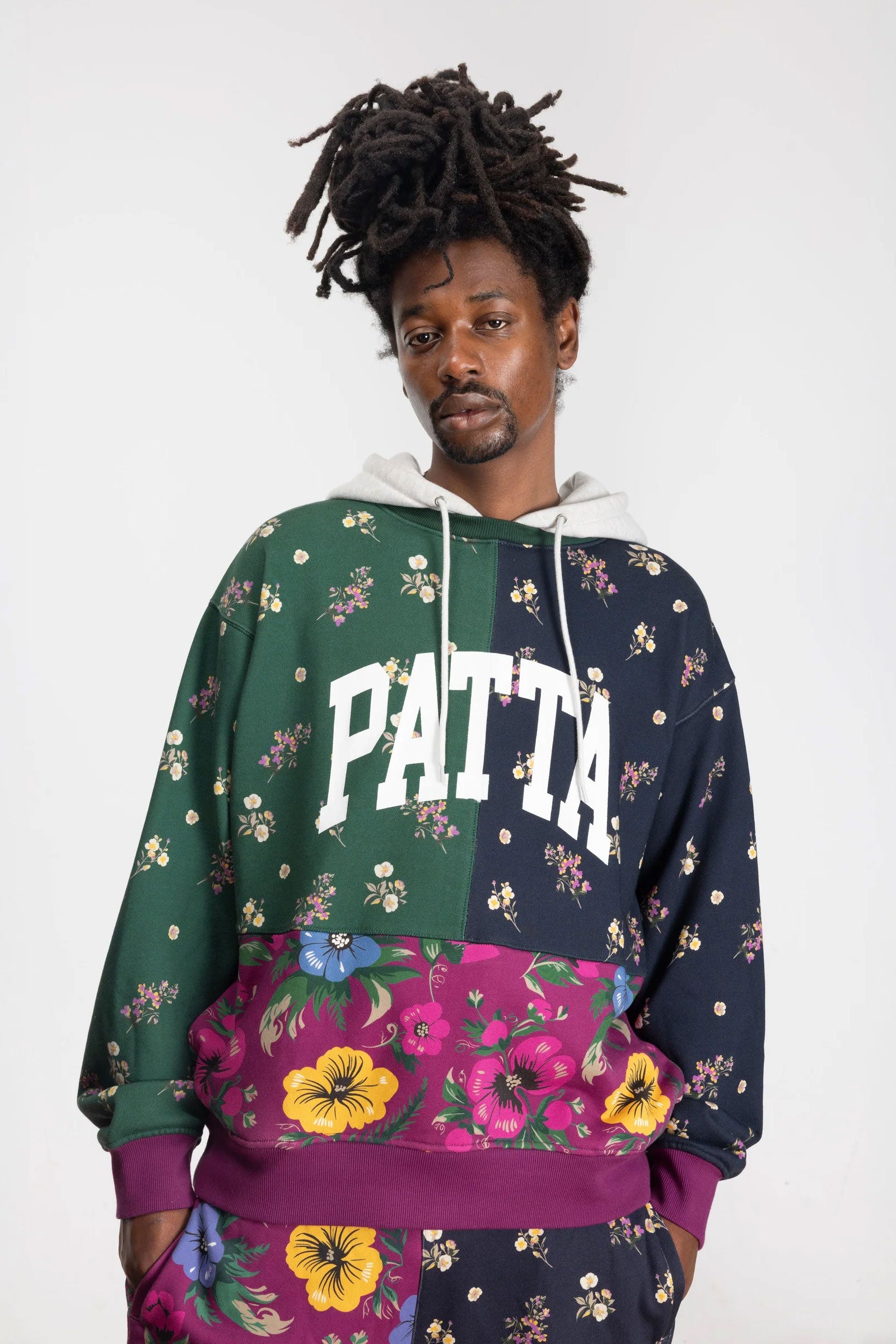Patta Floral Patchwork Hooded Sweater