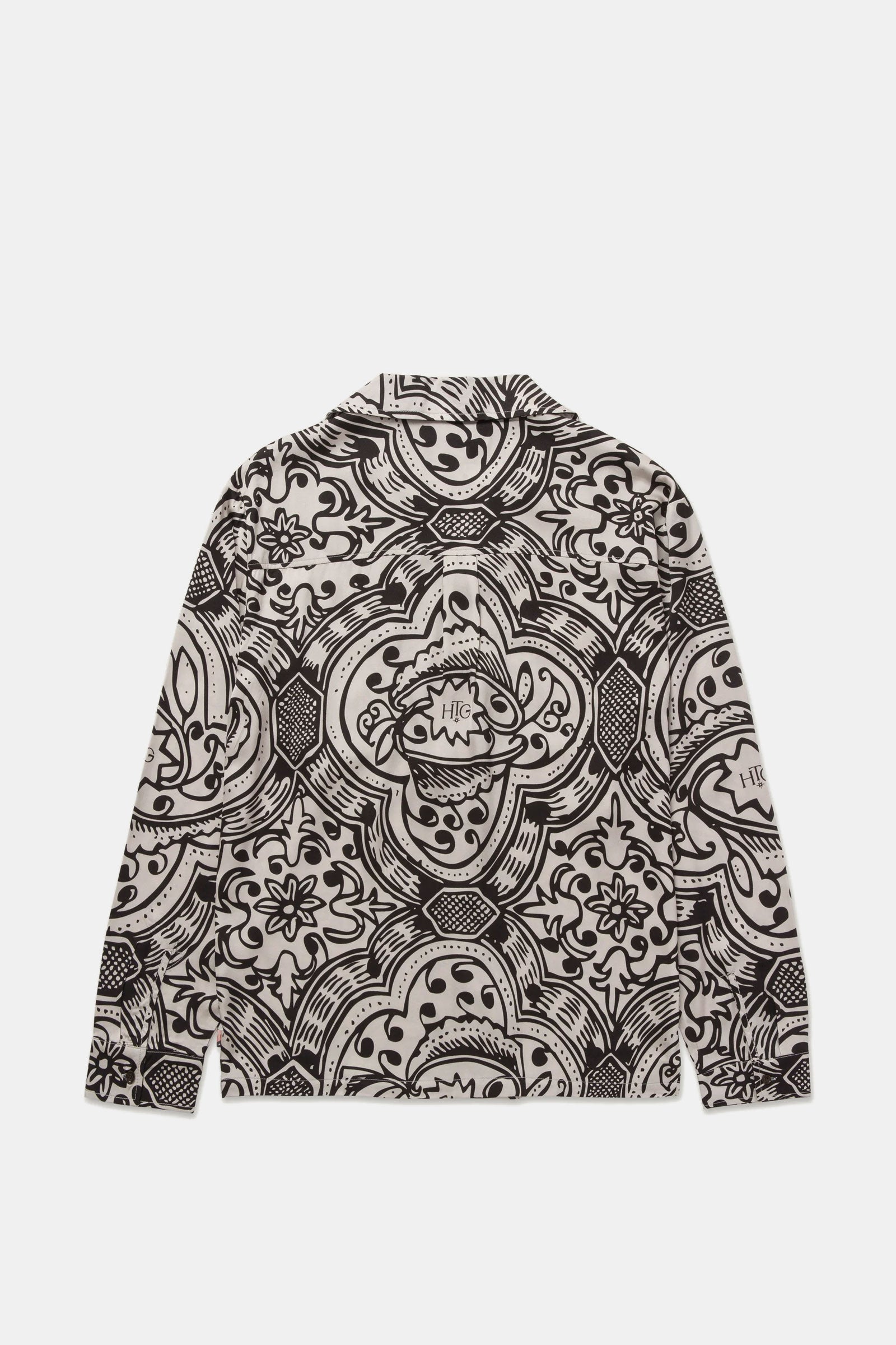 Long Sleeve Printed Woven Button Up