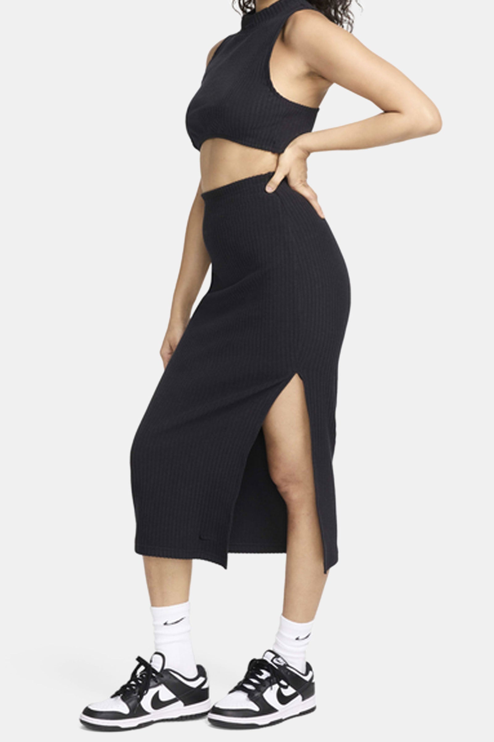 Womens NSW Chill Knit Slim Ribbed Midi Skirt